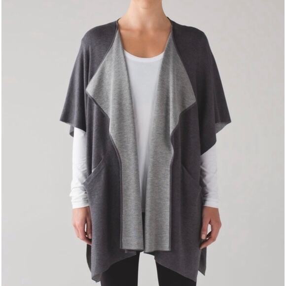 Lululemon After Asana Wrap Cashmere Blend Yoga Sweater Grey Women's Small - Picture 1 of 9